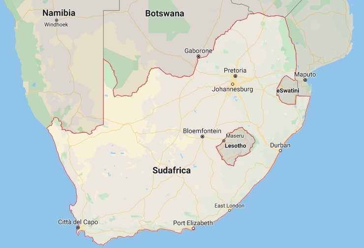 cartina sudafrica