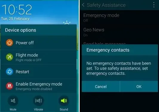 Gakaxy S5 funzioni emergenza