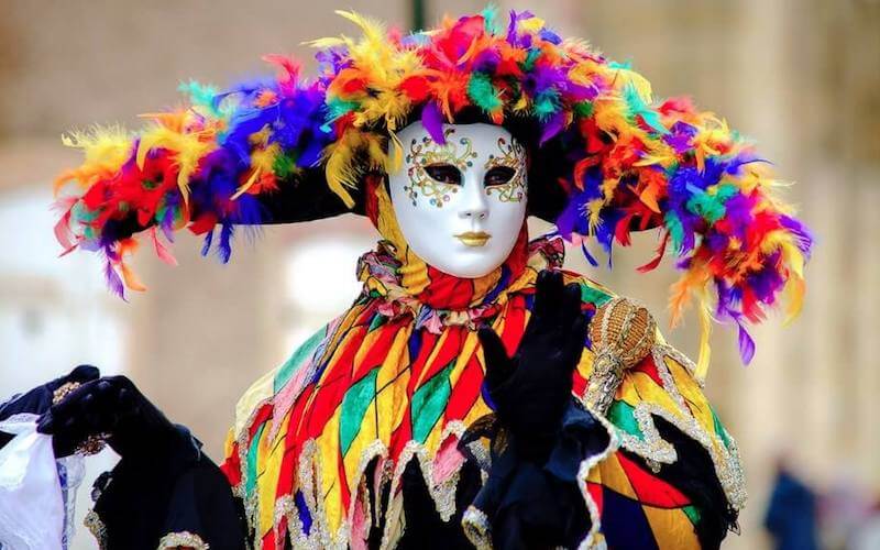 Maschera Arlecchino Servitore Nera Plastica Carnevale Feste Travestimenti 