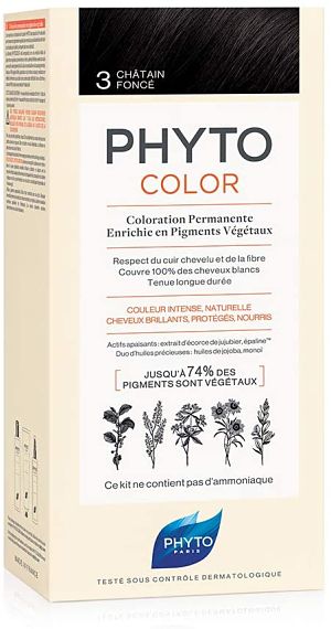 Phyto Phytocolor 3 Castano scuro - Colorazione permanente a base di pigmenti vegetali