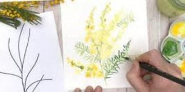 come disegnare mimosa per la mamma