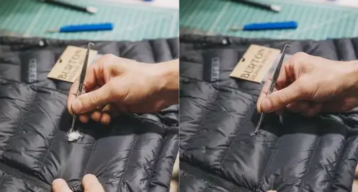 piumino strappato riparazione
