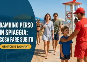 bambino non si trova spiaggia