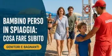 bambino non si trova spiaggia