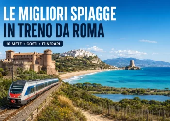 Treno regionale diretto verso le migliori spiagge raggiungibili da Roma
