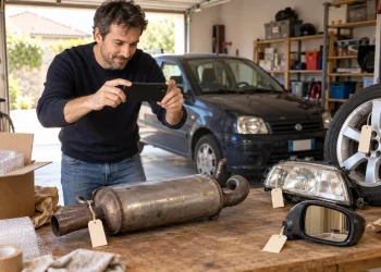 Proprietario fotografa una marmitta usata per venderla online