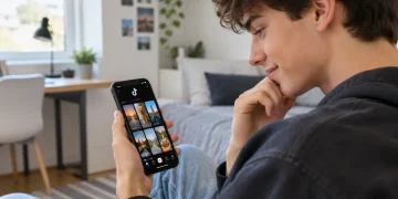 Adolescente consulta sullo smartphone la cronologia dei video guardati su TikTok
