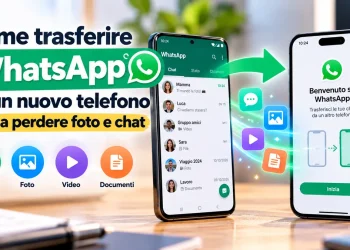 Trasferimento WhatsApp tra due smartphone senza perdere conversazioni, fotografie, video e documenti.